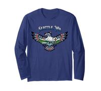 Seattle, WA Eagle Landmarks avec MT Rainier Orca Bear, etc. Manche Longue