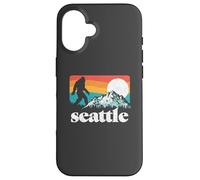 Seattle Washington Bigfoot Mountains Retro Distressed 80s Coque pour iPhone 16