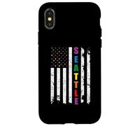 Seattle Washington LGBTQ Gay Pride Month USA Flag Rainbow Coque pour iPhone X/XS
