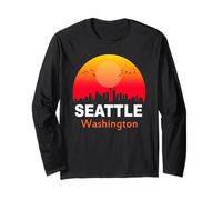 Seattle Washington State USA Vintage Sunset Retro City Manche Longue