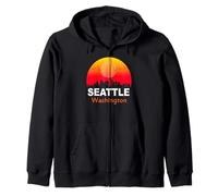 Seattle Washington State USA Vintage Sunset Retro City Sweat à Capuche