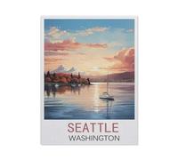 Seattle Washington Vintage Travel Poster，Puzzle 1500 Pieces Paper Puzzle Adult Children's Educational Toy Family Decompression Game（57x87CM）-BZ9