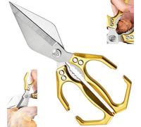 Seattleget 2 in 1 Kitchen Scissors, Multifunctional Aluminum Alloy Material Sharp & Durable with Ergonomic Handle, for Effortless Bone in Chicken, Meat, Seafood (Gold,1PCS)