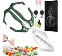 Seattleget Ciseaux de Cuisine Multifonctionnels et Robustes, Acier Inoxydable Multifonctionnel Ciseau Cuisine, Ciseaux à Volaille Robuste, pour Poulet, Poisson, Viande (Vert)
