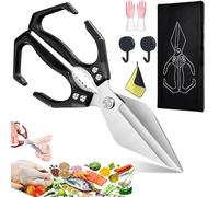 Seattleget Ciseaux de Cuisine Multifonctionnels et Robustes, Acier Inoxydable Multifonctionnel Ciseau Cuisine, Ciseaux à Volaille Robuste, pour Poulet, Poisson, Viande (Noir)
