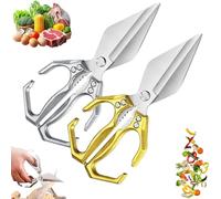 Seattleget Multifunctional Heavy-Duty Kitchen Shears, 2 In 1 Ergonomic Kitchen Scissors, Sharp Stainless Poultry Scissors Heavy Duty Cut Bone for Chicken, Meat, Seafood (Silver+Gold)