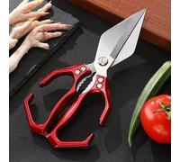 Seattleget Multifunctional Heavy-Duty Kitchen Shears,2 in 1 Kitchen Scissors All Purpose with Walnut Cracker, for Chicken, Meat, Seafood, Bone Cutting (Red)