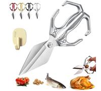 Seattleget Multifunctional Heavy-Duty Kitchen Shears, 2 in 1 Kitchen Scissors All Purpose with Walnut Cracker, Japanese Cooking Shearss for Food, Ergonomic Handle for Cutting Meat (A)