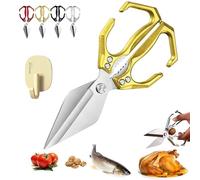 Seattleget Multifunctional Heavy-Duty Kitchen Shears, 2 in 1 Kitchen Scissors All Purpose with Walnut Cracker, Japanese Cooking Shearss for Food, Ergonomic Handle for Cutting Meat (D)