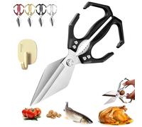 Seattleget Multifunctional Heavy-Duty Kitchen Shears, 2 in 1 Kitchen Scissors All Purpose with Walnut Cracker, Japanese Cooking Shearss for Food, Ergonomic Handle for Cutting Meat (B)