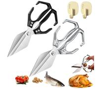 Seattleget Multifunctional Heavy-Duty Kitchen Shears, 2 in 1 Kitchen Scissors All Purpose with Walnut Cracker, Japanese Cooking Shearss for Food, Ergonomic Handle for Cutting Meat (A+B)