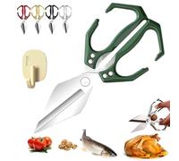 Seattleget Multifunctional Heavy-Duty Kitchen Shears, 2 in 1 Kitchen Scissors All Purpose with Walnut Cracker, Japanese Cooking Shearss for Food, Ergonomic Handle for Cutting Meat (E)