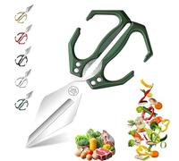 Seattleget Multifunctional Heavy-Duty Kitchen Shears, 2 in 1 Multifunctional Food Kitchen Scissors, Japanese Cooking Shearss for Meat, Vegetables and Nuts (Dark Green)