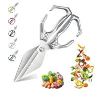 Seattleget Multifunctional Heavy-Duty Kitchen Shears, 2 in 1 Multifunctional Food Kitchen Scissors, Japanese Cooking Shearss for Meat, Vegetables and Nuts (Silver)
