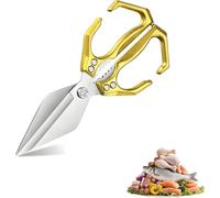Seattleget Multifunctional Heavy-Duty Kitchen Shears, Japanese High-Carbon Steel Kitchen Scissors, 2025 New 2 in 1 Ergonomic Kitchen Scissors for Chicken, Meat, Seafood Cutting (Yellow)