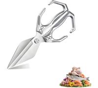 Seattleget Multifunctional Heavy-Duty Kitchen Shears, Japanese High-Carbon Steel Kitchen Scissors, 2025 New 2 in 1 Ergonomic Kitchen Scissors for Chicken, Meat, Seafood Cutting (Sliver)