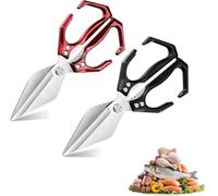 Seattleget Multifunctional Heavy-Duty Kitchen Shears, Japanese High-Carbon Steel Kitchen Scissors, 2025 New 2 in 1 Ergonomic Kitchen Scissors for Chicken, Meat, Seafood Cutting (Red+Black)
