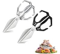 Seattleget Multifunctional Heavy-Duty Kitchen Shears, Japanese High-Carbon Steel Kitchen Scissors, 2025 New 2 in 1 Ergonomic Kitchen Scissors for Chicken, Meat, Seafood Cutting (Sliver+Black)