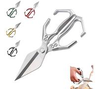 Seattleget Multifunctional Heavy-Duty Kitchen Shears, Multifunctional Heavy-Duty Kitchen Shears, Poultry Scissors with Ergonomic Handle, Ultra Sharp, for Chicken, Meat, Seafood, Bone Cutting (Silver)