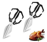Seattleget Multifunctional Heavy-Duty Kitchen Shears, Multifunctional Heavy-Duty Kitchen Shears with Ergonomic Handle, for Seafood, Chicken Bones and Turkey Cutting (Black,2PCS)