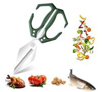 Seattleget Multifunctional Heavy-Duty Kitchen Shears, Poultry Scissors Heavy Duty Cut Bone,2 in 1 Ergonomic Kitchen Scissors for Cutting Roots and Chicken, Duck, Fish ＆ Slicing Walnuts (Green)