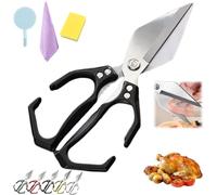 Seattleget Multifunctional Heavy-Duty Kitchen Shears, Sharp Stainless Kitchen Scissors, Heavy Duty Cut Bone, New 2 In 1 Ergonomic Kitchens Scissors For Chicken, Meat, Seafood (Black)