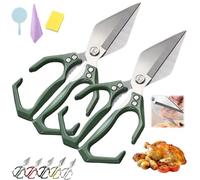 Seattleget Multifunctional Heavy-Duty Kitchen Shears, Sharp Stainless Kitchen Scissors, Heavy Duty Cut Bone, New 2 In 1 Ergonomic Kitchens Scissors For Chicken, Meat, Seafood (2PCSGreen)