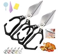 Seattleget Multifunctional Heavy-Duty Kitchen Shears, Sharp Stainless Kitchen Scissors, Heavy Duty Cut Bone, New 2 In 1 Ergonomic Kitchens Scissors For Chicken, Meat, Seafood (2PCSBlack)