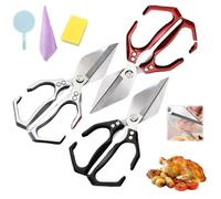 Seattleget Multifunctional Heavy-Duty Kitchen Shears, Sharp Stainless Kitchen Scissors, Heavy Duty Cut Bone, New 2 In 1 Ergonomic Kitchens Scissors For Chicken, Meat, Seafood (Black+Silver+Red)