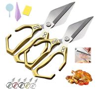 Seattleget Multifunctional Heavy-Duty Kitchen Shears, Sharp Stainless Kitchen Scissors, Heavy Duty Cut Bone, New 2 In 1 Ergonomic Kitchens Scissors For Chicken, Meat, Seafood (2PCSGold)