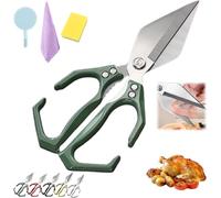 Seattleget Multifunctional Heavy-Duty Kitchen Shears, Sharp Stainless Kitchen Scissors, Heavy Duty Cut Bone, New 2 In 1 Ergonomic Kitchens Scissors For Chicken, Meat, Seafood (Green)