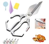 Seattleget Multifunctional Heavy-Duty Kitchen Shears, Sharp Stainless Kitchen Scissors, Heavy Duty Cut Bone, New 2 In 1 Ergonomic Kitchens Scissors For Chicken, Meat, Seafood (Silver)