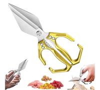 Seattleget Multifunctional Heavy-Duty Kitchen Shears, Sharp Stainless Poultry Scissors Heavy Duty Cut Bone, Poultry Shears with Ergonomic Handle, For Chicken, Meat, Seafood Cutting (Golden)