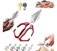 Seattleget Multifunctional Heavy-Duty Kitchen Shears, Sharp Stainless Poultry Scissors Heavy Duty Cut Bone for Cutting Meat, 2 In 1 Ergonomic Kitchen Scissors For Chicken, Meat Cutting (Red)