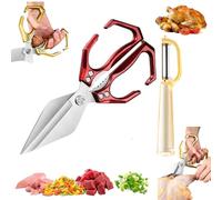 Seattleget Multifunctional Heavy-Duty Kitchen Shears,Stainless steel food scissors,2 in 1 cooking scissors with non-slip handle,Poultry shears for Chicken, Meat, Seafood, Bone Cutting (Black)