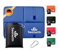 Seatwith® Memory Foam - Chaleur et Confort extrêmes avec résistance aux intempéries (45x35cm) - Thermo Pliable pour Camping, Stade et randonnée (Bleu)