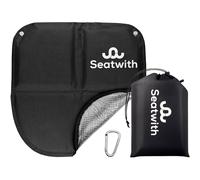 Seatwith Siège Tapis Pliable ISO (40 x 40 cm) - Petit Tapis Isolant Thermique Sol avec Doublure Aluminium - Sac de Transport & Mousqueton - Protection Contre Le Froid, Humidité & Saleté +E-Book -Noir