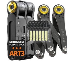 Seatylock FoldyLock Forever Antivol Velo Pliable - 2 Antivols avec 6 Clés Identiques - Cadenas Velo 3 Ans de Tranquillité d'Ésprit - Niveau Sécurité 18/18 - Classé Art-3 et Sold Secure Or - 90cm