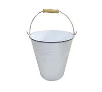 Seau 10L Blanc avec Manche en Bois Dekoeimer Seau D'Eau Seau en Métal Vintage