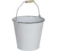Seau 10L blanc avec poignée en bois Seau de nettoyage Seau à eau Seau en métal Vintage