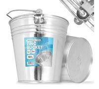 Seau 10L Métal Eau Zinc Tôle Acier Galvanisé Jardin Robuste Travaux Construction Metallique Nettoyage Mortier Ciment Déchets Charbon Plantes Sable