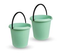 Seau (2 pièces) Seau ménager, 5 litres, en différentes couleurs, seau de nettoyage en plastique résistant, sans BPA, seau en plastique fabriqué dans l'UE (Vert)