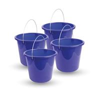 Seau (4 pièces) Seau ménager, 5 litres, en différentes couleurs, seau de nettoyage en plastique stable, adapté aux aliments, sans BPA, fabriqué dans l'UE (Bleu foncé)