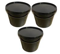 Seau 5 L Noir, Silplast, Lot de 3 pièces avec couvercle, en plastique alimentaire, empilables, pour stockage de lait, de farine