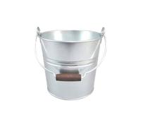 Seau 8L - Ø25 cm Acier Galvanisé - Anse avec Poignée Bois Ergonomique - Étanche, Antirouille - Jardin, Cendres, Eau, Décoration - 040210
