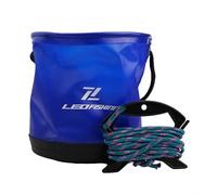 Seau à appât de pêche, récipient pliable portable, sac de matériel de pêche EVA, réservoir d'eau rond pliable, sangle réglable, seau de pêche multifonction pour l'extérieur (bleu)