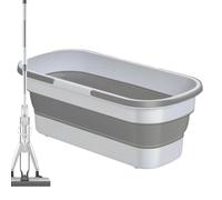 Seau à balai - Lavabo pliable avec seau à balai, avec roues, 2 poignées - Seau de nettoyage portable rectangulaire de 12 litres/3,17 gallons, panier léger et pratique pour une utilisation en intérieur