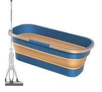 Seau à balai, seau de lavage pliable avec roues et 2 poignées | Seau de nettoyage portable rectangulaire de 12 litres/3,17 gallons, panier léger et pratique pour une utilisation intérieure et