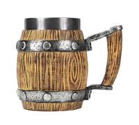 Seau à bière, gobelet à bière avec poignées | Tasse en pierre de grande capacité de 600 ml - Double paroi - Accessoires de Renaissance - Articles de cuisine pour la décoration des maisons, cuisines et