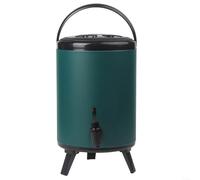 Seau à boisson isotherme avec robinet en résine, idéal pour le camping et les événements en plein air (8 l, vert)